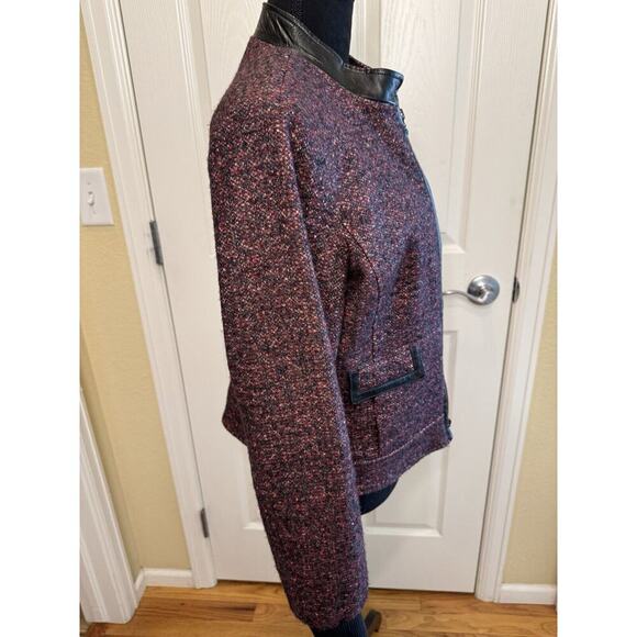 WORTH New York Wool Jacket Blazer Tweed Womens 12 Full Front Zipper Ribbed Cuffs - Picture 6 of 10